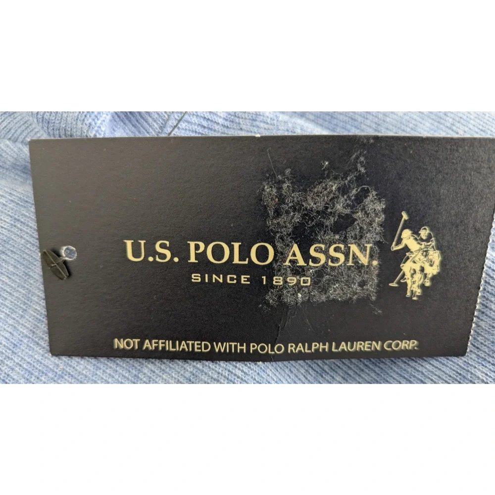 Men's US Polo Assn 1/4 Zip Pullover Blue Large Long Sleeve Sweater - Picture 8 of 10